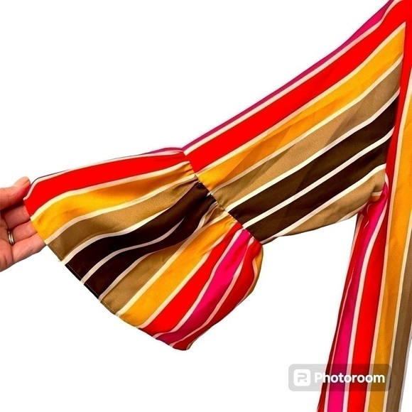 TRINA TURK Raquel Dress Mini Striped Shift Retro Bell Sleeves NEW Size 2 - Picture 6 of 16